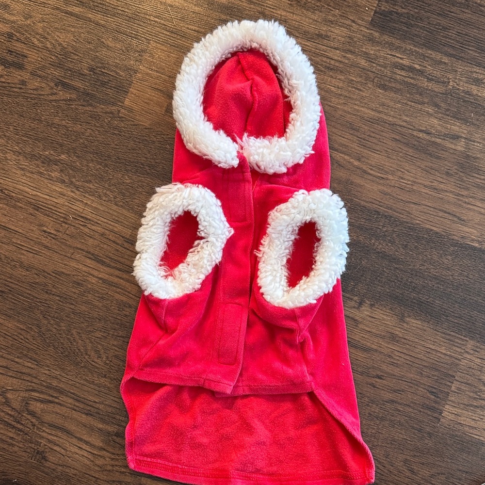 Cozy Red Dog Hoodie with White Trim